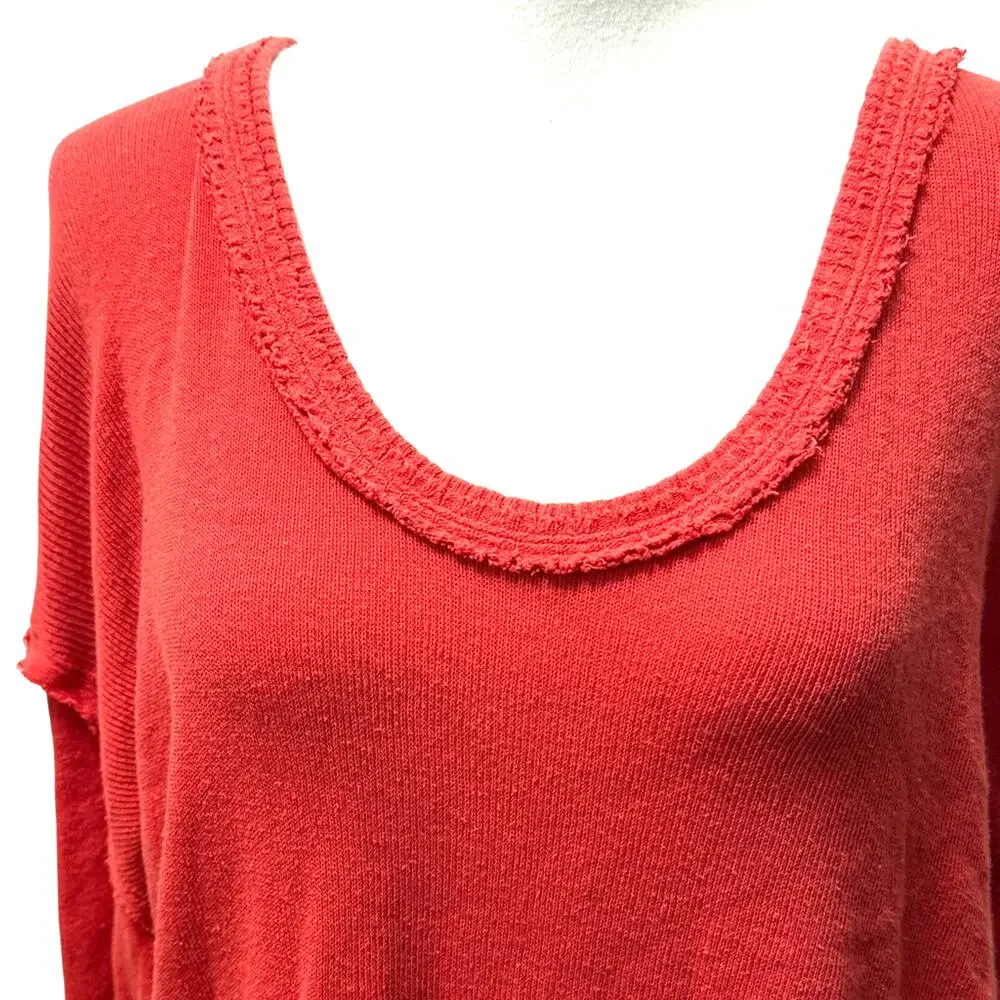 Free People We The Free Colby Tee Orange Slouchy Raw Hem Oversized Top Medium